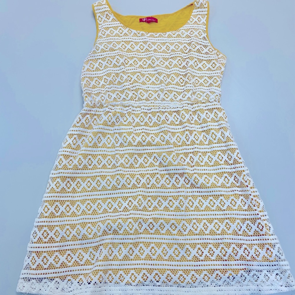 Up By Ultra Pink Boho Crocheted Swing Dress/Cover Up Size Medium